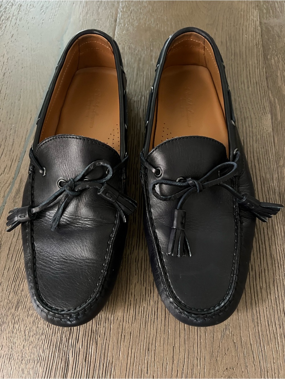 ❤️ Ralph Lauren Purple Label Black Leather Driver Loafers Made in Italy